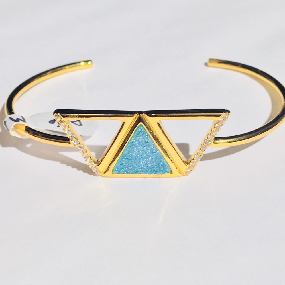 Marcia Moran NEW gold plate druzy triangle bangle
